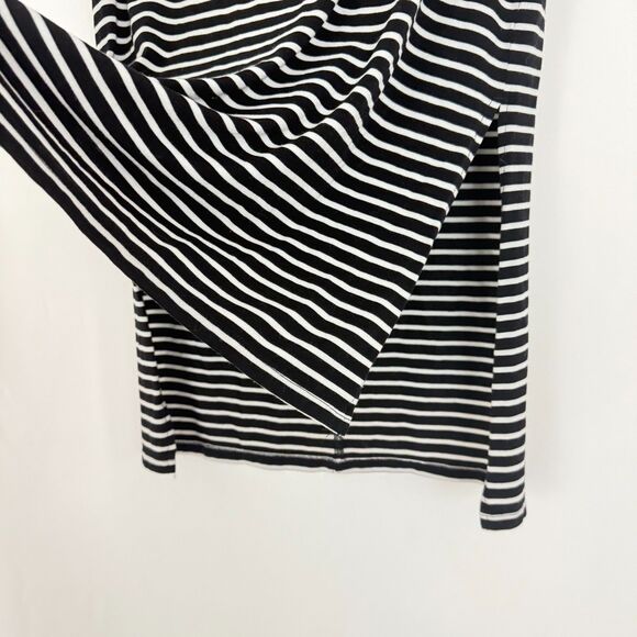 ATHLETA Stripe Tunic Split Sides Long Tank Top XS Black White Round Neck EUC B11 - Picture 3 of 5